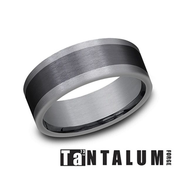Forge Grey & Black Tantalum Satin Finish Flat Wedding Band 8mm Size 10 Bradley's Jewelers Jacksonville, NC