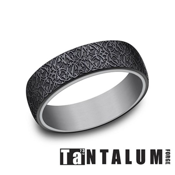 Forge Black Tantalum Ottoman Tile Wedding Band 6.5mm Size 10 Bradley's Jewelers Jacksonville, NC
