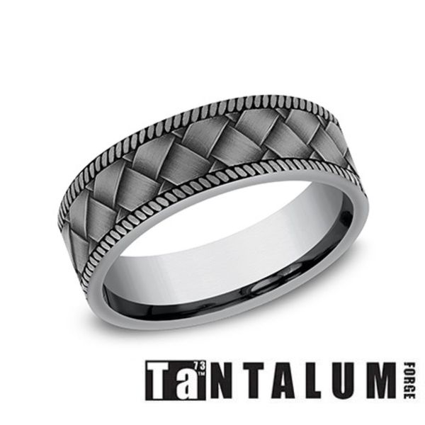 Forge Grey Tantalum Basket Weave Wedding Band 7mm Size 10 Bradley's Jewelers Jacksonville, NC