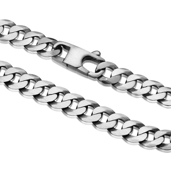 Ethos Sterling Silver Brushed Gun Metal Italian Curb Chain Bracelet 8.5