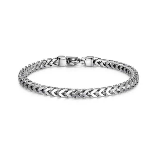 Ethos Sterling Silver Italian Four-Sided Franco Chain Bracelet 8.5