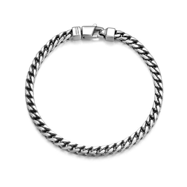 Ethos Sterling Silver Italian Four-Sided Franco Chain Bracelet 8.5