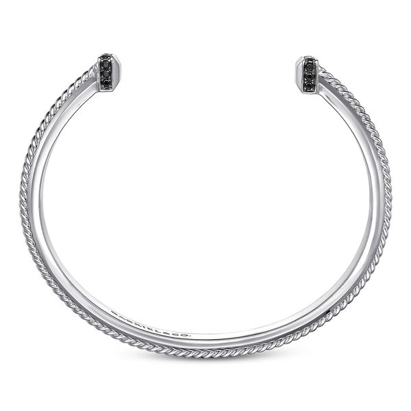 Gabriel & Co Men's Sterling Silver Black Spinel Hampton Collection Open Cuff Bracelet Image 4 Bradley's Jewelers Jacksonville, NC