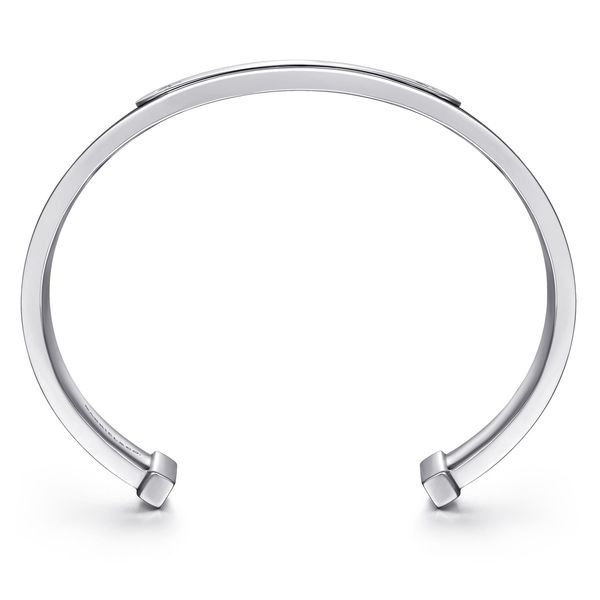 Gabriel & Co. Sterling Silver and Black Leather Men’s Cuff Bracelet, 7.25