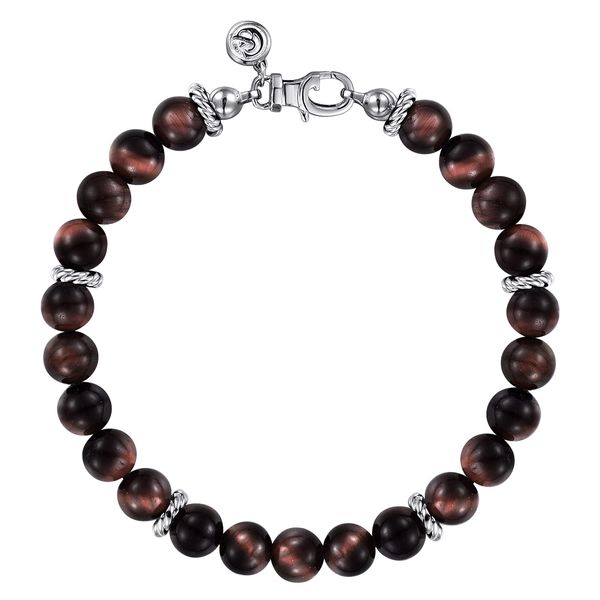 Gabriel & Co Sterling Silver 8mm Tiger Eye Beaded Bracelet Bujukan Collection Bradley's Jewelers Jacksonville, NC