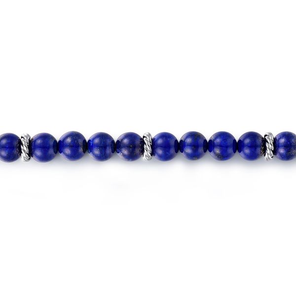 Gabriel & Co Sterling Silver 6mm Lapis Bujukan Beaded Men's Bracelet Length 8 Image 2 Bradley's Jewelers Jacksonville, NC