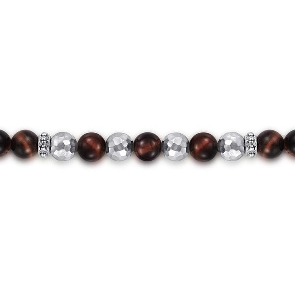 Gabriel & Co Sterling Silver 6mm Tiger Eye Bujukan Beaded Bracelet Image 2 Bradley's Jewelers Jacksonville, NC