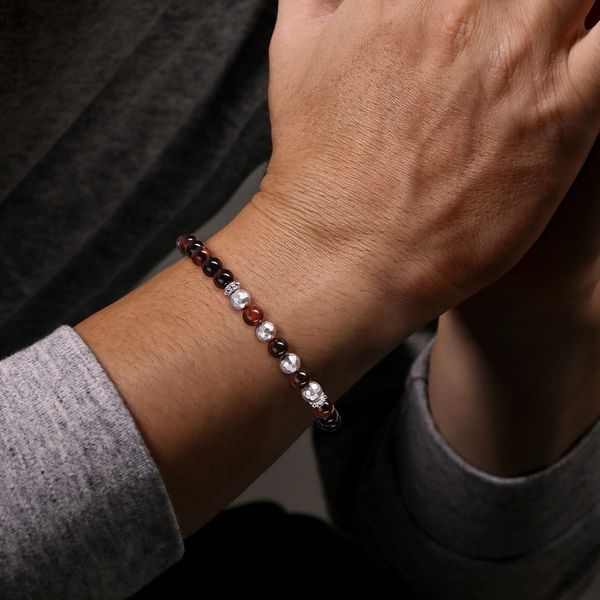 Gabriel & Co Sterling Silver 6mm Tiger Eye Bujukan Beaded Bracelet Image 3 Bradley's Jewelers Jacksonville, NC