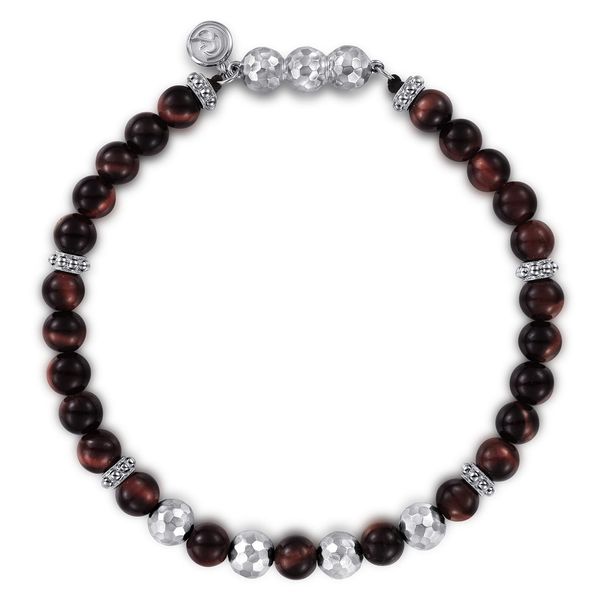Gabriel & Co Sterling Silver 6mm Tiger Eye Bujukan Beaded Bracelet Bradley's Jewelers Jacksonville, NC