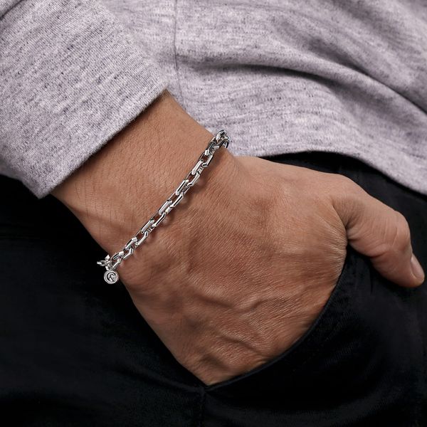 Gabriel & Co Sterling Silver Faceted Chain Bracelet Classic Collection Length 8 Image 3 Bradley's Jewelers Jacksonville, NC