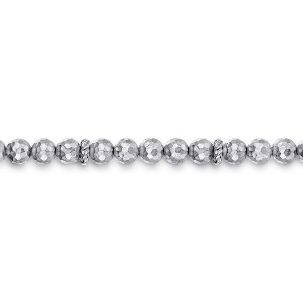 Gabriel & Co Men's Sterling Silver Bujukan Faceted Bead Bracelet Length 8 Image 2 Bradley's Jewelers Jacksonville, NC