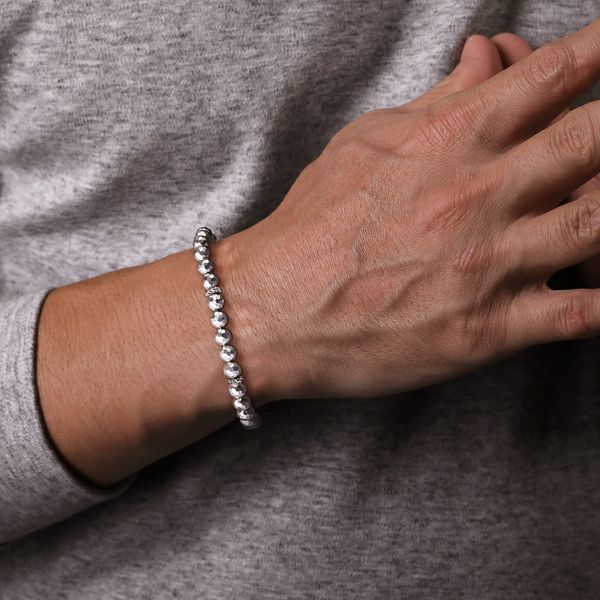Gabriel & Co Men's Sterling Silver Bujukan Faceted Bead Bracelet Length 8 Image 3 Bradley's Jewelers Jacksonville, NC