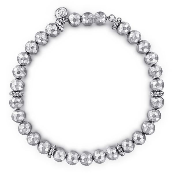 Gabriel & Co Men's Sterling Silver Bujukan Faceted Bead Bracelet Length 8 Bradley's Jewelers Jacksonville, NC