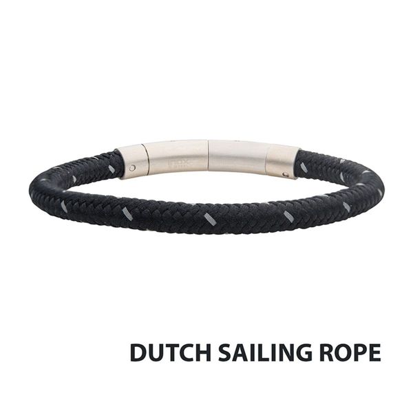 6mm Black Reflective Nylon Cord Bracelet with Brushed Stainless Steel Clasp Bradley's Jewelers Jacksonville, NC