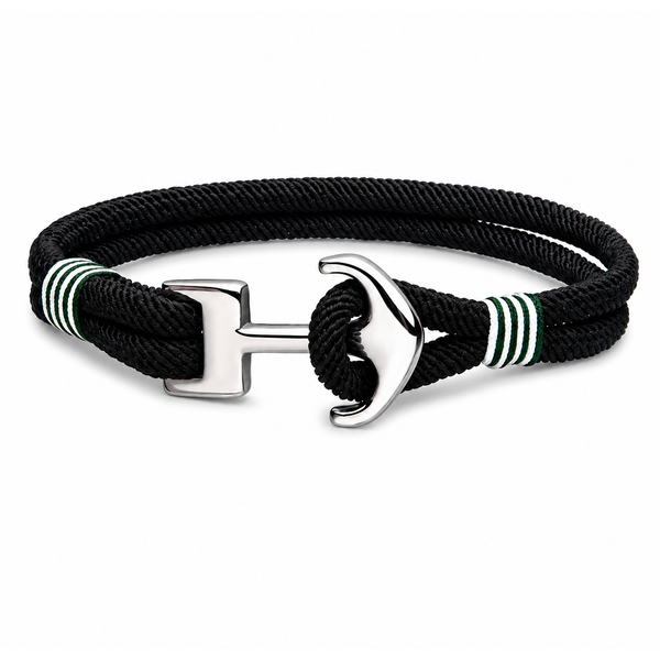 Black Paracord Rope Bracelet with Stainless Steel Anchor Clasp Bradley's Jewelers Jacksonville, NC