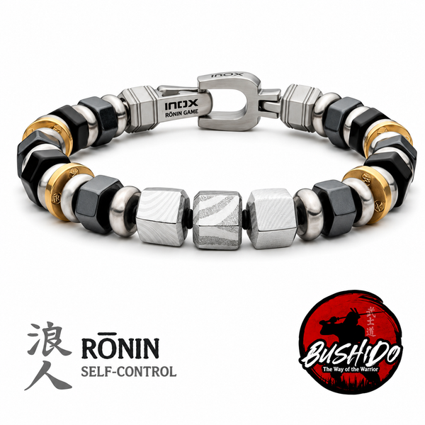 8mm Mokume Gane Hematite & Onyx Bead Bushido Virtue Bracelet Bradley's Jewelers Jacksonville, NC