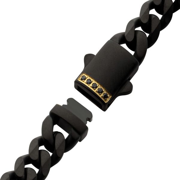 6mm Black IP Stainless Steel Miami Cuban Chain Bracelet with Genuine Black Sapphire Image 4 Bradley's Jewelers Jacksonville, NC