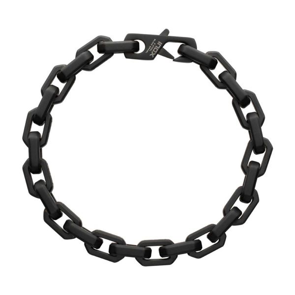 8mm Matte Black IP Stainless Steel Faceted Interlock Link Bracelet with Black Spinel Image 3 Bradley's Jewelers Jacksonville, NC