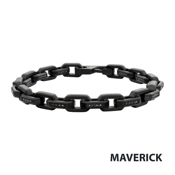 8mm Matte Black IP Stainless Steel Faceted Interlock Link Bracelet with Black Spinel Bradley's Jewelers Jacksonville, NC
