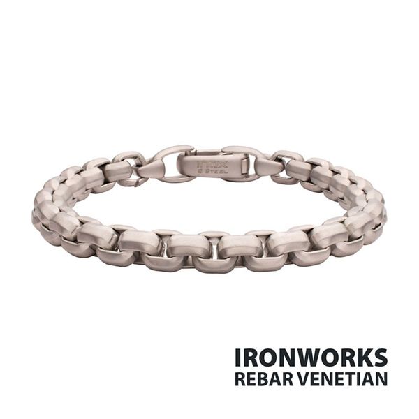8mm Matte Finish Stainless Steel Bold Box Chain Bracelet Bradley's Jewelers Jacksonville, NC