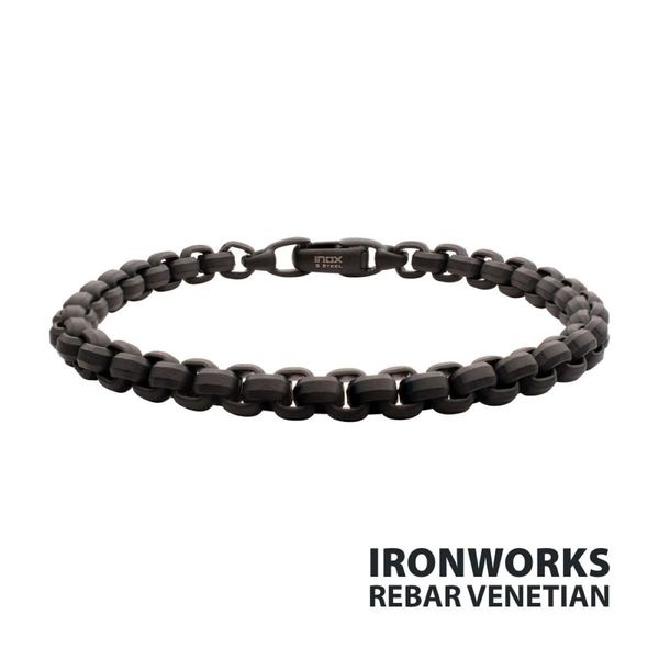 6mm Matte Black IP Stainless Steel Bold Box Chain Bracelet Bradley's Jewelers Jacksonville, NC