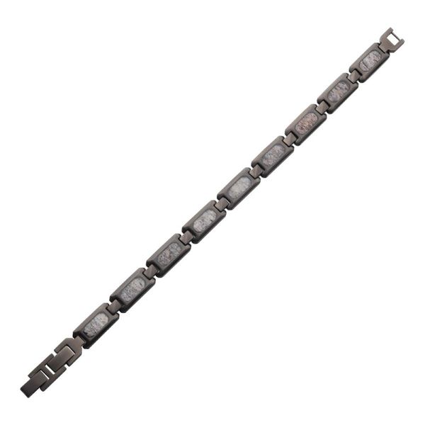 Matte Stainless Steel Link Bracelet with Deer Antler Inlay Image 4 Bradley's Jewelers Jacksonville, NC