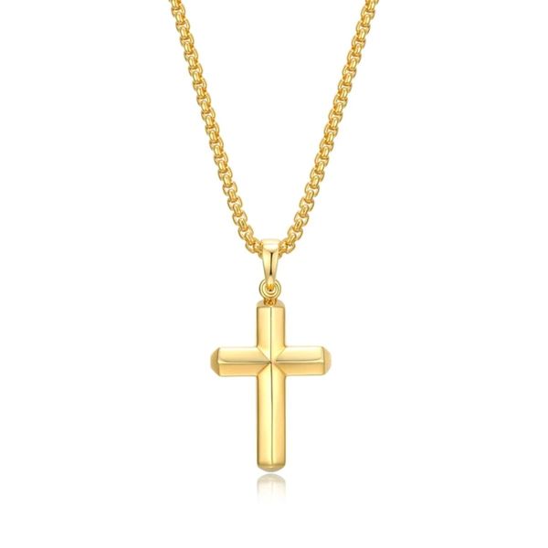 Ethos Basic Yellow Gold-Plated Sterling Silver Cross Pendant Necklace Bradley's Jewelers Jacksonville, NC