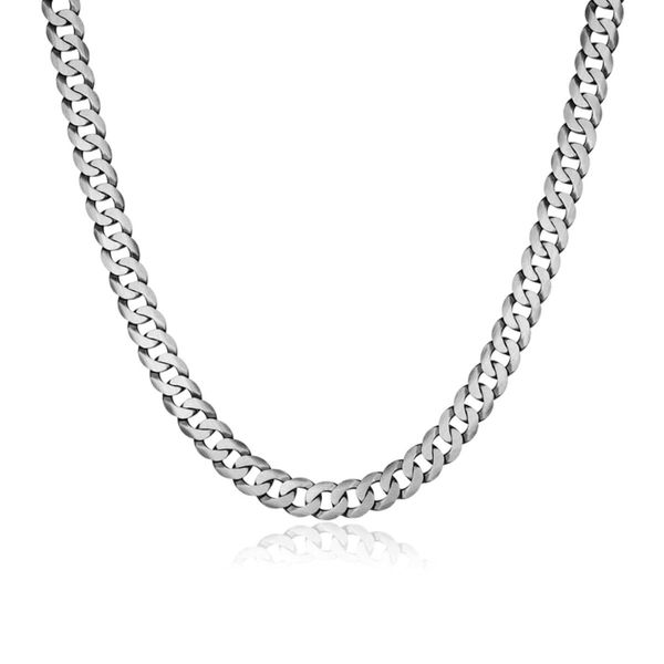 Ethos Sterling Silver Brushed Gunmetal Flat Curb Chain 20