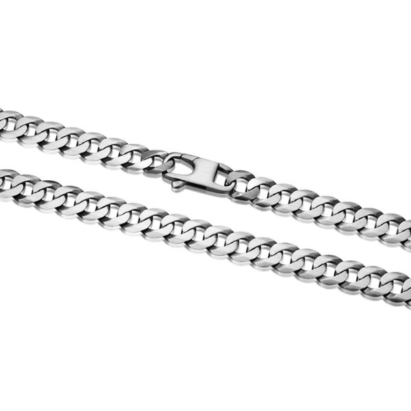 Ethos Sterling Silver Brushed Gunmetal Flat Curb Chain 20