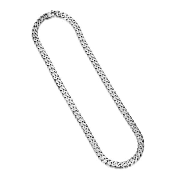 Ethos Sterling Silver Brushed Gunmetal Flat Curb Chain 20
