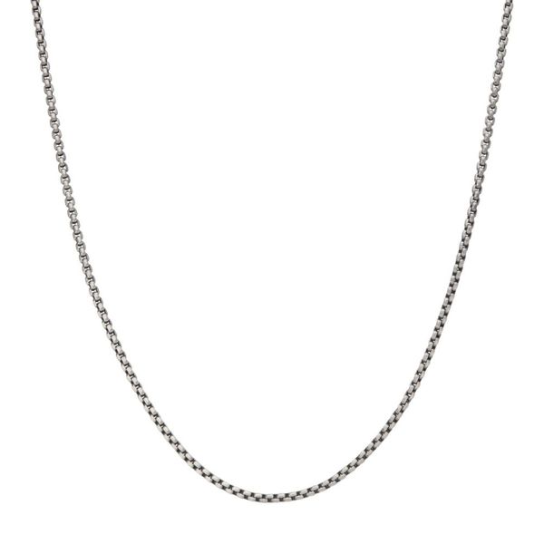 2.6mm Italian 925 Sterling Silver Black Rhodium-Plated Brushed Satin Box Chain Necklace Image 2 Bradley's Jewelers Jacksonville, NC