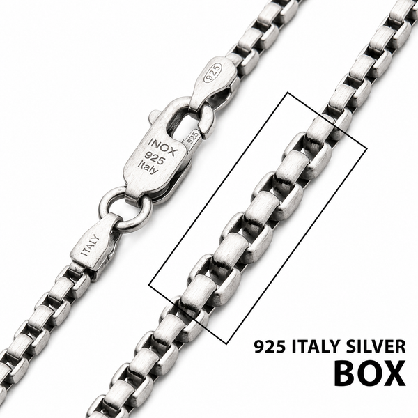 2.6mm Italian 925 Sterling Silver Black Rhodium-Plated Brushed Satin Box Chain Necklace Bradley's Jewelers Jacksonville, NC