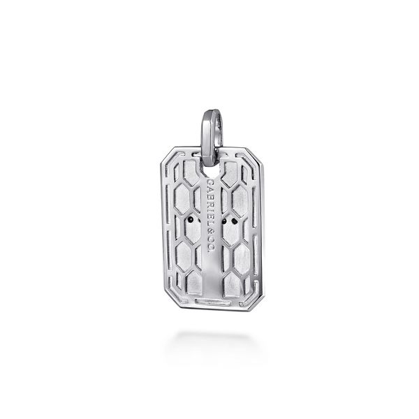 Gabriel & Co 925 Sterling Silver Dog Tag Pendant with Black Spinel Cross Image 2 Bradley's Jewelers Jacksonville, NC