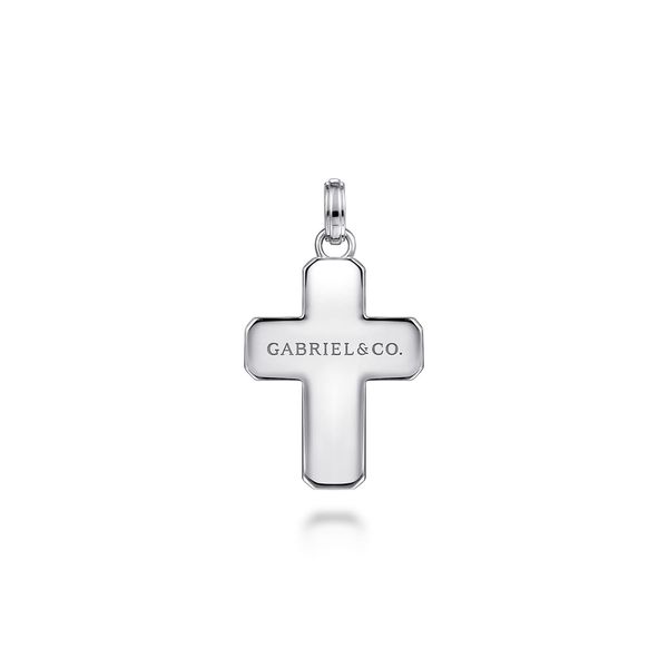 Gabriel & Co Men's Sterling Silver Black Spinel Cross Pendant Image 2 Bradley's Jewelers Jacksonville, NC