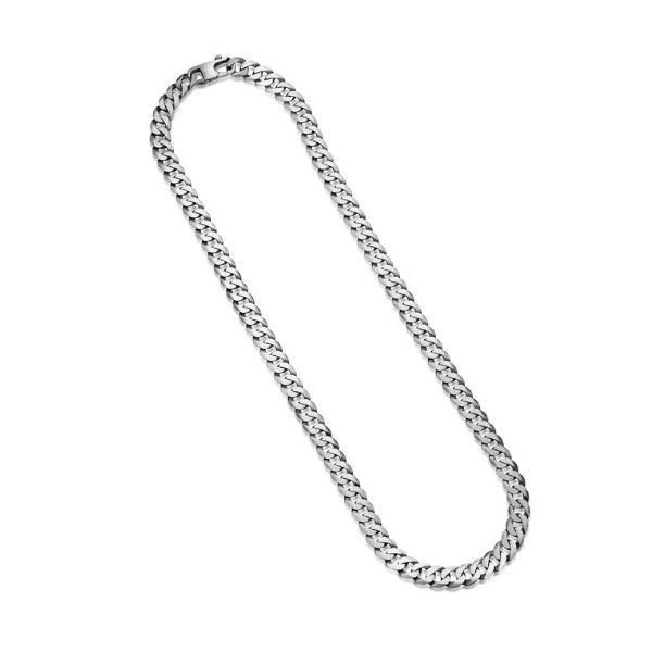 Ethos Sterling Silver Italian Brushed Gunmetal Curb Chain Necklace 20