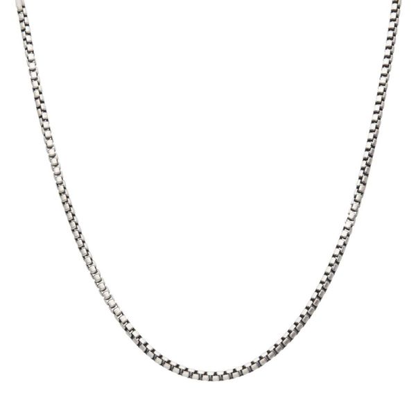 3.6mm Italian 925 Sterling Silver Black Rhodium-Plated Brushed Satin Box Chain Necklace Image 2 Bradley's Jewelers Jacksonville, NC