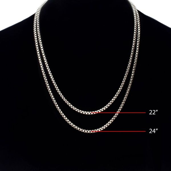 3.6mm Italian 925 Sterling Silver Black Rhodium-Plated Brushed Satin Box Chain Necklace Image 3 Bradley's Jewelers Jacksonville, NC