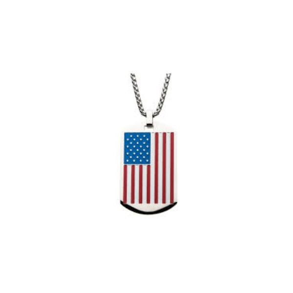 American Flag Enamel Dog Tag Pendant with Chain Bradley's Jewelers Jacksonville, NC