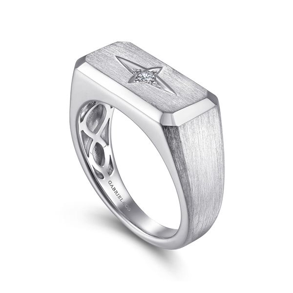 Gabriel & Co Men's Sterling Silver Diamond North Star Ring Contemporary Collection Image 3 Bradley's Jewelers Jacksonville, NC