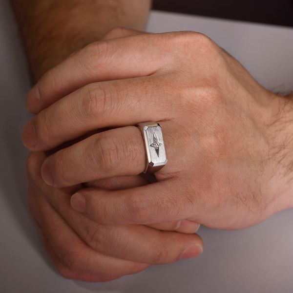 Gabriel & Co Men's Sterling Silver Diamond North Star Ring Contemporary Collection Image 5 Bradley's Jewelers Jacksonville, NC