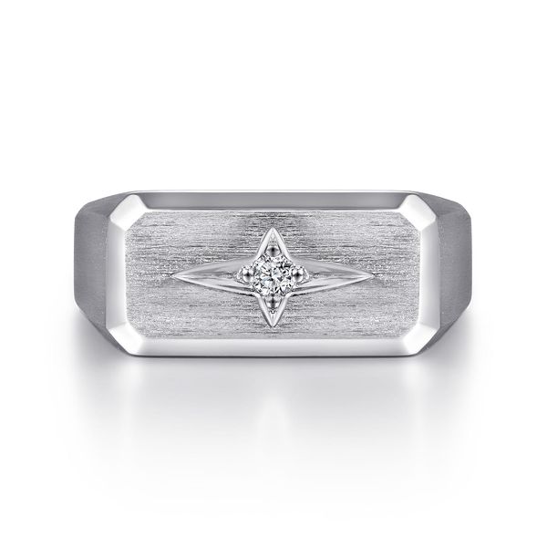 Gabriel & Co Men's Sterling Silver Diamond North Star Ring Contemporary Collection Bradley's Jewelers Jacksonville, NC