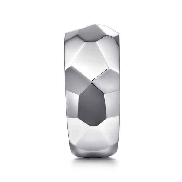 Gabriel & Co Wide Sterling Silver Faceted Band Ring High Polish Finish Size 10 Image 4 Bradley's Jewelers Jacksonville, NC