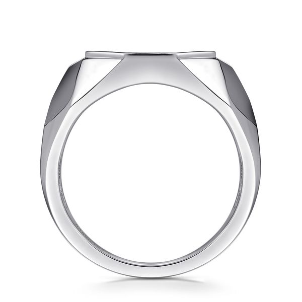 Gabriel & Co Men's Sterling Silver Black Spinel Pave Signet Ring Facets Collection Image 2 Bradley's Jewelers Jacksonville, NC