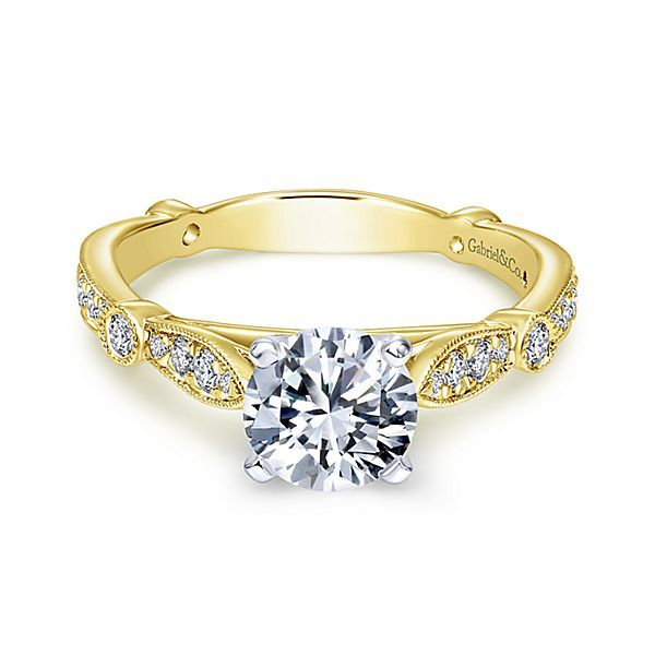 14 Karat Yellow Gold Diamond Engagement Ring Setting Image 2 Brax Jewelers Newport Beach, CA