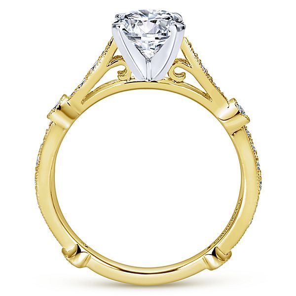 14 Karat Yellow Gold Diamond Engagement Ring Setting Image 3 Brax Jewelers Newport Beach, CA