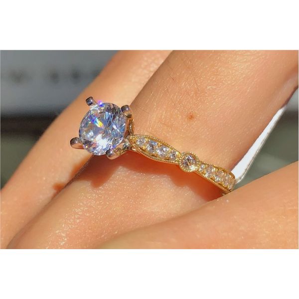 14 Karat Yellow Gold Diamond Gabriel and Co Engagement Ring by