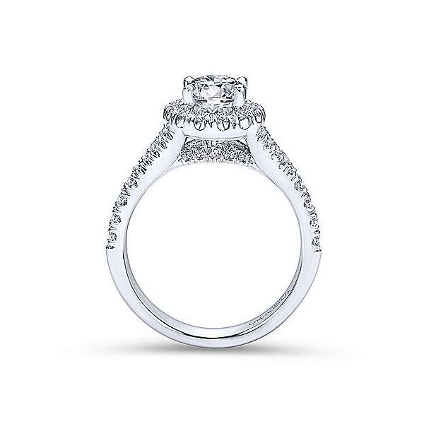 14 Karat White Gold Oval Cut Halo Diamond Engagement Ring Setting Image 3 Brax Jewelers Newport Beach, CA