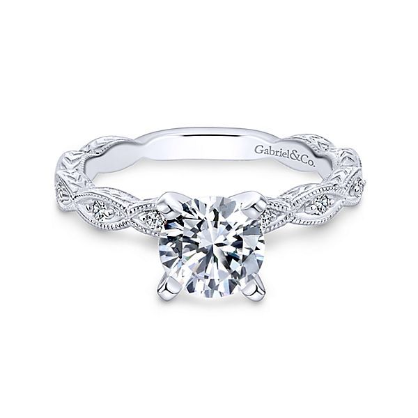14K White Gold Diamond Engagement Ring Setting Image 2 Brax Jewelers Newport Beach, CA