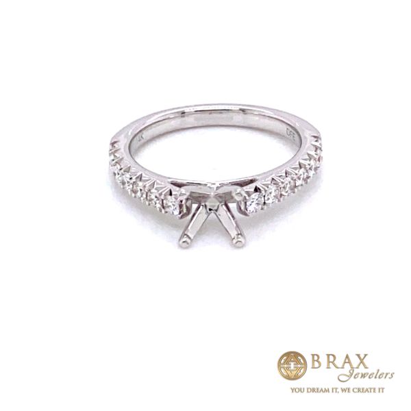 14K White Gold Diamond Pave Engagement Ring Setting Brax Jewelers Newport Beach, CA