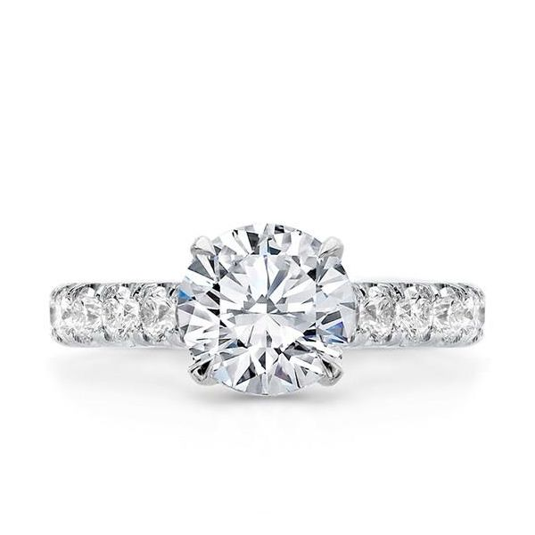 Round Cut Pave Diamond Engagement Ring with Diamonds on the Legs –  Concierge Diamonds